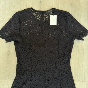 Karen Kane Charcoal Lace Blouse